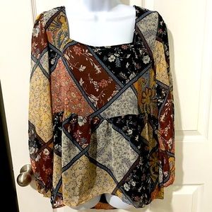 American Eagle Boho Patchwork Blouse